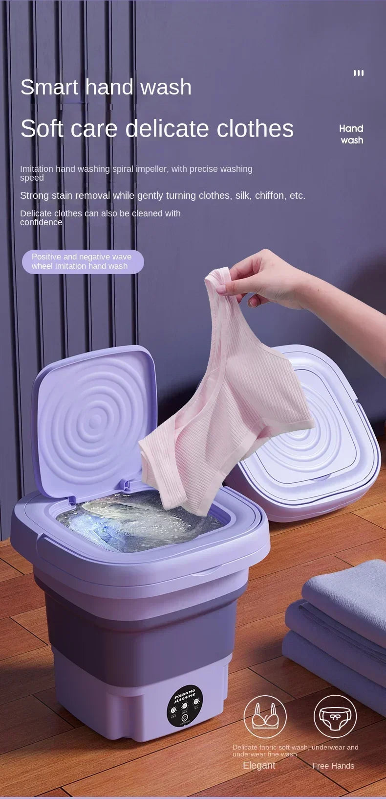 SpinGo Pro Portable Folding Washing Machine Compact Laundry Bucket with Drying Function for Travel Health-Friendly Durable TPE Material