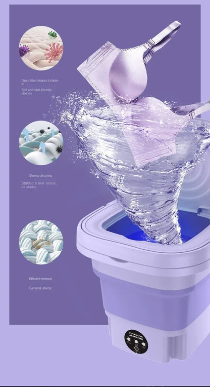 SpinGo Pro Portable Folding Washing Machine Compact Laundry Bucket with Drying Function for Travel Health-Friendly Durable TPE Material