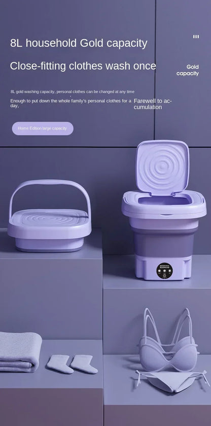 SpinGo Pro Portable Folding Washing Machine Compact Laundry Bucket with Drying Function for Travel Health-Friendly Durable TPE Material