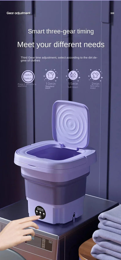 SpinGo Pro Portable Folding Washing Machine Compact Laundry Bucket with Drying Function for Travel Health-Friendly Durable TPE Material
